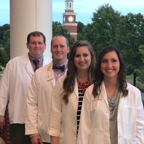 Union pharmacy students (from left) Chris Gore, Chris Buckley, Monica Barrett (alternate) and Sarah Beth Stephens have advanced to the finals of the national Clinical Pharmacy Challenge. 