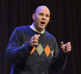 Fred Shackelford, pastor of Springhill Baptist Church in Paris, Tenn., and president of the Tennessee Baptist Convention, speaks in chapel Feb. 17. (Photo by Jacob Moore)