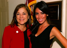 Union University junior Claudia Velasco (right) with Rep. Loretta Sanchez of California.