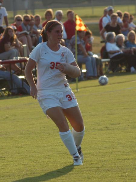Katie Sale watches the flight of the ball after she clears it from Union's defensive end of the field. - Photo by Tommy Sadler