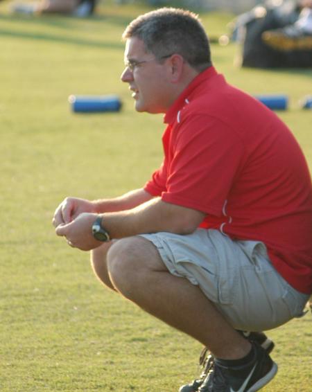 Head Coach Brandon Boylan watches his team in their 1-0 win over Freed-Hardeman University. - Photo by Tommy Sadler