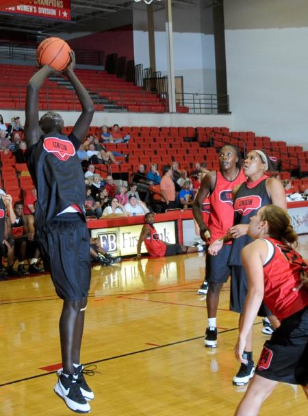 Sophomore Zeinab Chan takes a shot during Bulldog Madness. - Photo by Morris Abernathy