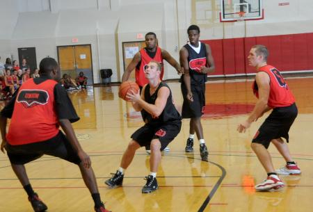 Senior guard Matt Neaville prepares to take a shot during Bulldog Madness. - Photo by Morris Abernathy