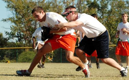 Family Weekend intramural flag football action. - Photo by Beth Spain