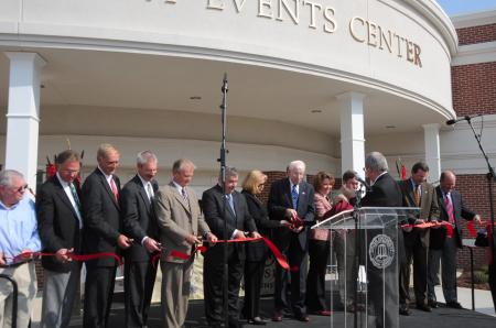 The ribbon cutting at the dedication of the Carl Grant Events Center. - Photo by Morris Abernathy
