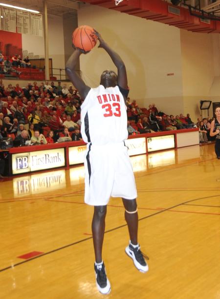 Sophomore center Zeinab Chan makes a basket in the Lady Bulldog's Homecoming win over St. Catharine (Ky.) College. - Photo by Morris Abernathy