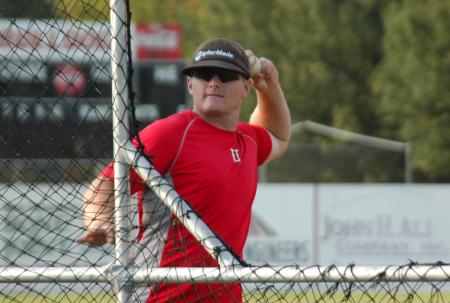 Union baseball assistant coach, Joseph Talley, tosses batting practice. - Photo by Steven Aldridge