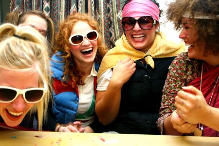 Tiffany Ransdell, Paige Ward, Lily Zophi, Rose Rogers, and Natalie Newberry enjoy each others company at the annual art retreat.  - Photo by Kristi McMurry Woody