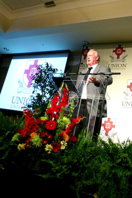 Keith Reynolds accepts his induction into the sports hall of fame.  - Photo by Kristi McMurry Woody