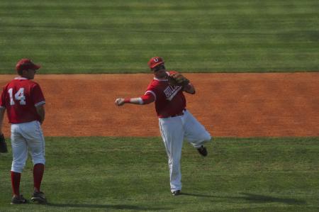 Senior infielder Shaun Cozart throws the ball to first. - Photo by Morris Abernathy