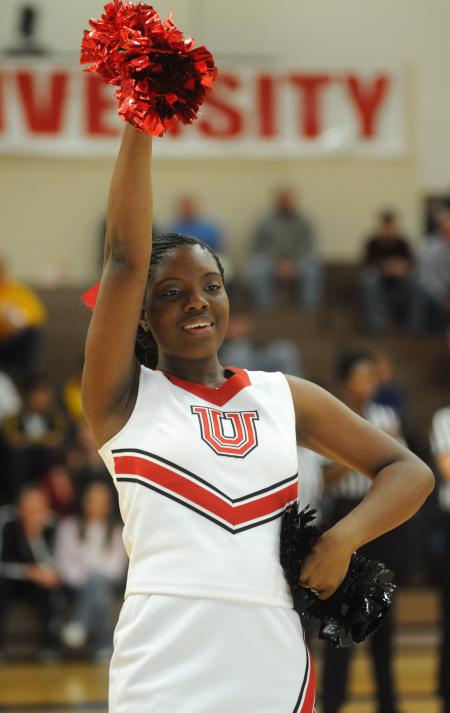 Freshman Angelica Hamilton cheers on the Bulldogs during a game this season. - Photo by Morris Abernathy