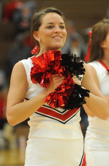 Sophomore Abby Parker encourages the Lady Bulldogs during a game. - Photo by Morris Abernathy