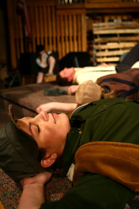 The group consisting of residence life advisors and other students preformed an entertaining skit involving the Newsies. - Photo by Kristi McMurry Woody