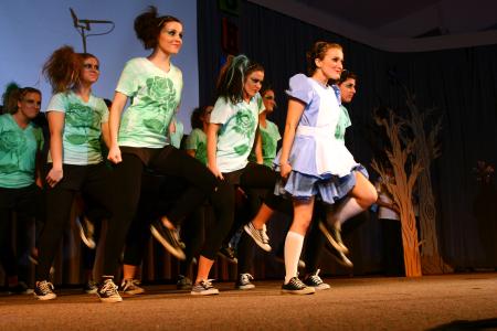 The ladies of Zeta Tau Alpha, notorious for their consistently good choreography, perform an Alice in Wonderland themed skit for the 2009 SAC Variety Show. - Photo by Kristi McMurry Woody
