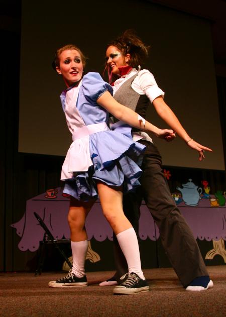The ladies of Zeta Tau Alpha perform an Alice in Wonderland themed skit for the 2009 Variety Show. - Photo by Kristi McMurry Woody