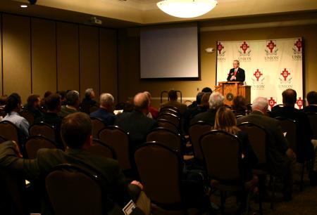 President Dockery introduces Russell Moore on the first night of the Making Men Moral conference. - Photo by Kristi McMurry Woody