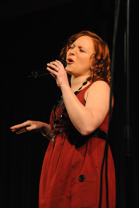 Anna Laarz, junior music education major, performs in the SAC Variety Show. - Photo by Morris Abernathy
