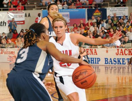 Kayla Hudson closes in on her Lambuth opponent during the NAIA national championship game. - Photo by Morris Abernathy