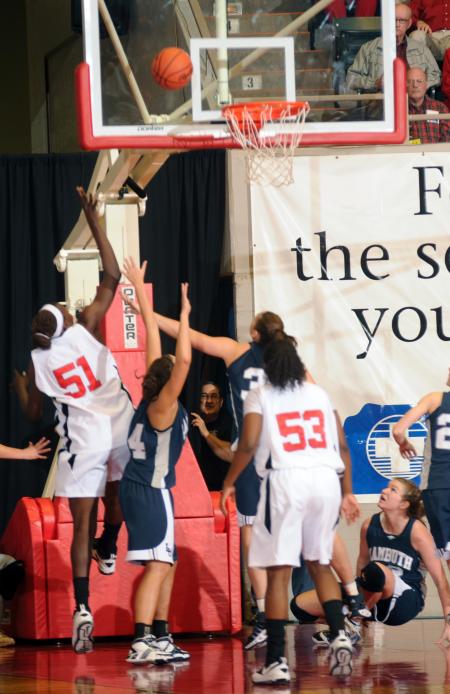 NAIA Player of the Year Josephine Owino makes a shot against her Lambuth University opponent during the NAIA national championship game. - Photo by Morris Abernathy