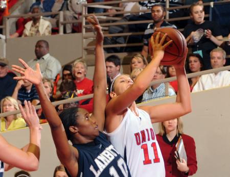 Kaitlin Dudley takes a shot under the basket during the NAIA national championship game. - Photo by Morris Abernathy