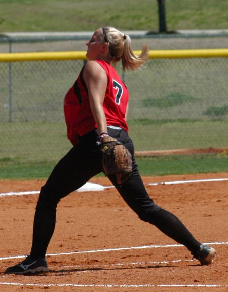 Hailee Edwards pitches in her win over Lambuth University. - Photo by Steven Aldridge