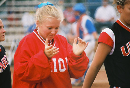 Mary Kosco, pitcher from Herrin, Ill. at the 2003 NAIA Softball World Series in Decatur, Ala. versus the University of Mary. - Photo by Steven Aldridge