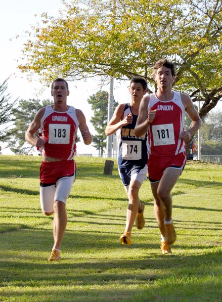Zach Covington (left) and older brother Seth Covington, Union Cross Country Invitational. - Photo by Uncredited