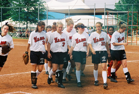 The Lady Bulldogs at the 2003 NAIA Softball World Series in Decatur, Ala. - Photo by Steven Aldridge