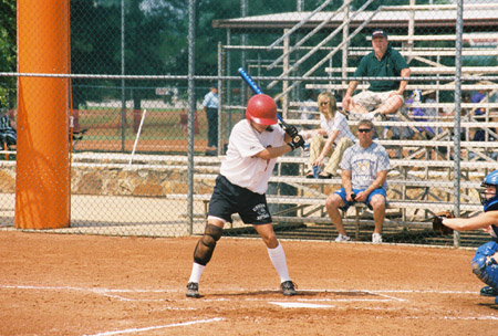 Holly Haycraft of Dyersburg, Tenn. takes a pitch at the 2003 NAIA Softball World Series in Decatur, Ala. - Photo by Steven Aldridge