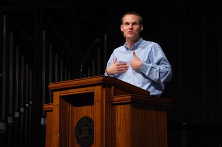David Platt speaks in chapel during the annual Faith in Practice series. - Photo by Megan Bailey