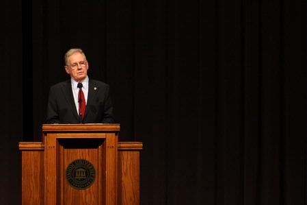 Pulitzer Prize-winning historian David Hackett Fischer was the featured speaker for the 13th annual Carls-Schwerdfeger History Lecture Series. - Photo by Megan Bailey