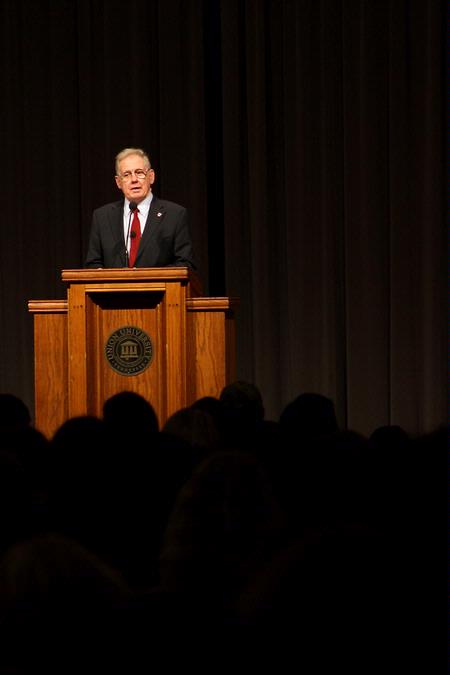 Pulitzer Prize-winning historian David Hackett Fischer was the featured speaker for the 13th annual Carls-Schwerdfeger History Lecture Series. - Photo by Megan Bailey