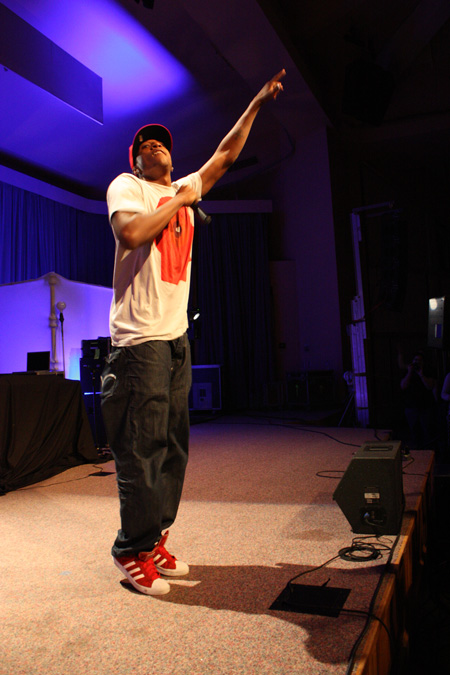 Christian artist Lecrae performs during the homecoming concert. - Photo by Megan Bailey