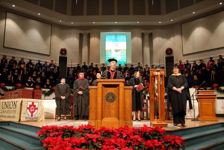 President Dockery welcomes a record 346 students for fall graduation at West Jackson Baptist Church.  - Photo by Kristi McMurry Woody