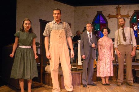 Sara Chinery, David Conway, Kip Arrowood, Emma Robertson, and Elijah Barnfield perform in Smoke on the Mountain.  - Photo by Angela Abbamonte