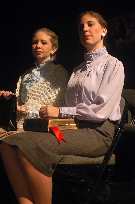 Jessica Gillard and Melissa Miller perform as Miss Myrtle and Miss Maude in Smoke on the Mountain. - Photo by Angela Abbamonte