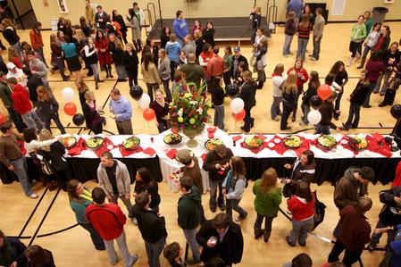 Students hang out in the new Bowld Commons for the Holla Back Party Feb. 2. The party was also the official unveiling of the new commons building. - Photo by Angela Abbamonte