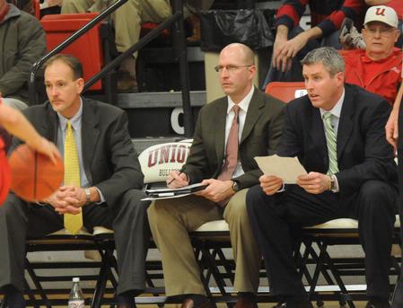 (L to R). Cliff Pawley, trainer; Eric Volbert, assistant coach; David Niven, head coach. - Photo by Morris Abernathy