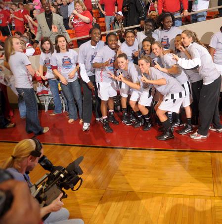 The Lady Bulldogs pose for a photograph after winning the NAIA National Tournament for the second year in a row.  - Photo by Morris Abernathy