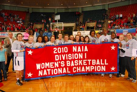 The Lady Bulldogs, NAIA Division I National Champions, celebrate after their victory. - Photo by Morris Abernathy
