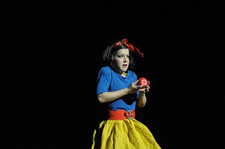Allison Gooch, sophomore biology major, holds the poison apple for Kappa Delta's performance of Snow White and the Seven Dwarfs. Kappa Delta was one of the many talented groups that performed for Variety Show 2010. - Photo by Morris Abernathy