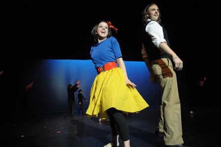 Allison Gooch, sophomore biology major, and Alex Evans perform in Kappa Delta's Variety Show 2010 act about Snow White and the Seven Dwarfs.   - Photo by Morris Abernathy
