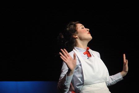 Abigail Ebensberger, freshman theatre/speech major, performs as Mary Poppins for Variety Show 2010.  - Photo by Morris Abernathy