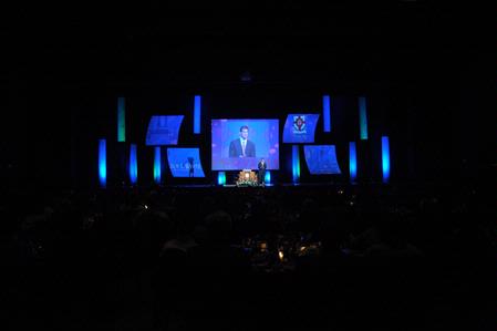 Tim Tebow speaks at the Roy L. White Legacy Golf and Gala event. - Photo by Morris Abernathy
