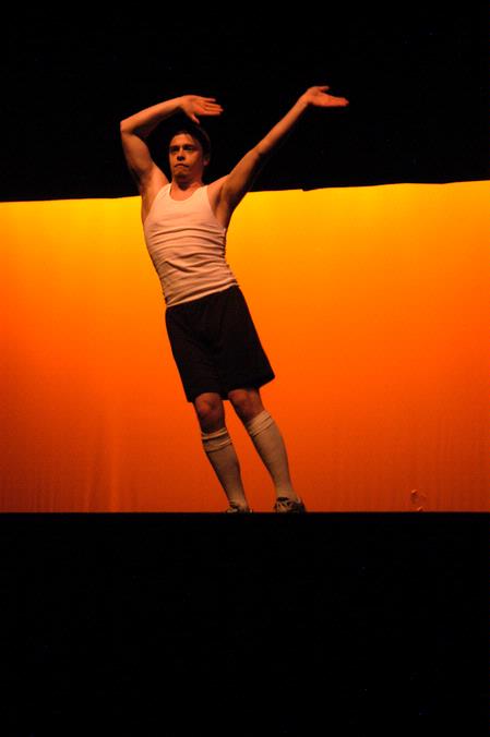 Jared Nolen, senior political science major, performs in the group "4-1-3" that won best small group performance in the 2010 Variety Show. - Photo by Lauren Laster