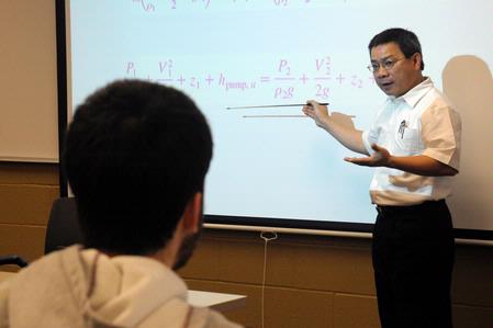 Dr. Don Van, professor of engineering and department chair, teaches class.  - Photo by Morris Abernathy