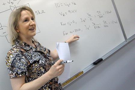 Dr. Jeannette Russ, associate professor of engineering, teaches a class.  - Photo by Morris Abernathy