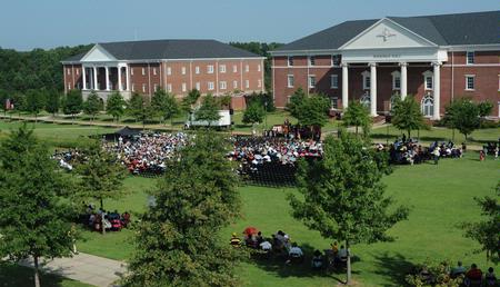 A view from above the Great Lawn during Union's summer graduation, the first ever summer commencement to be held on the Great Lawn. - Photo by Jim Veneman