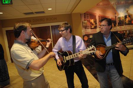 Hal Poe, Greg Thornbury, and Gavin Richardson, provided some fun pre-meal entertainment for the Faculty/Staff dinner.  - Photo by Morris Abernathy