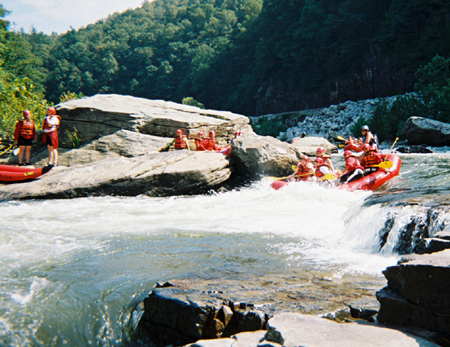 A group of Union rafters enjoy a rapid on the Upper Nolichucky River durin the white water rafting Adventure Program. - Photo by Cam Tracy